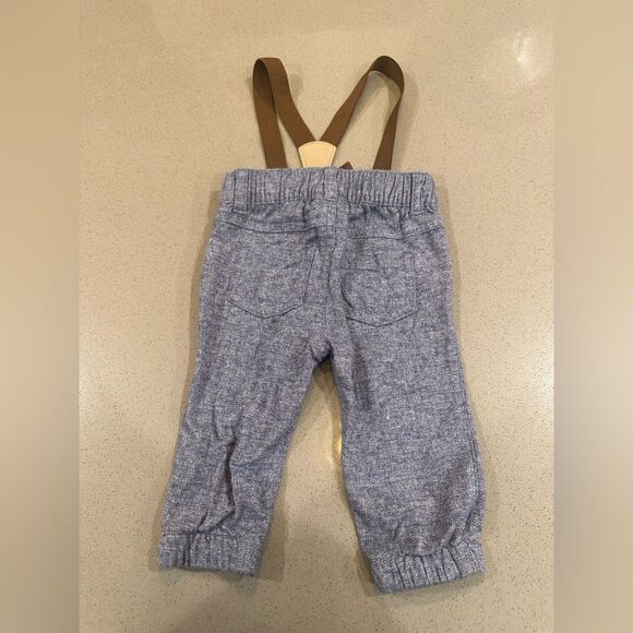 Baby Boy Cat & Jack Denim Adjustable Height Suspender Jean pants size 3-6 months - Picture 2 of 4